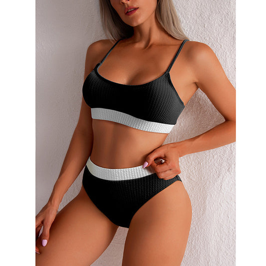 High Waist Bikini Swimwear Women Swimsuit Push Up Biquini Ribbed Bathing Suit Women Sexy High Cut Bikinis Set