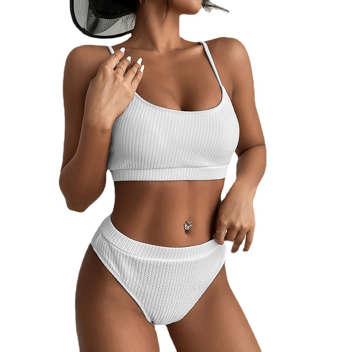 High Waist Bikini Swimwear Women Swimsuit Push Up Biquini Ribbed Bathing Suit Women Sexy High Cut Bikinis Set