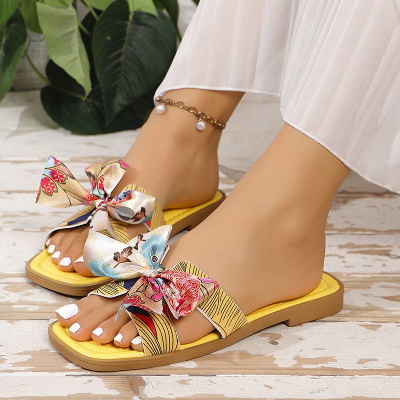 Ribbon Bow Sandals Casual Beach Slides