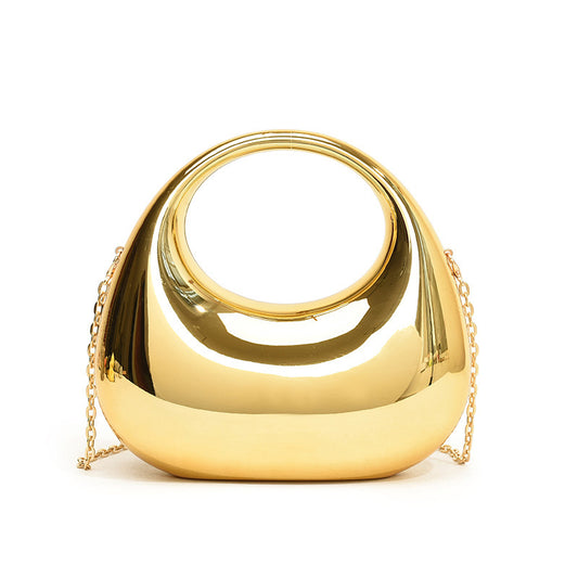 Gold Acrylic Chain Shoulder Oblique Handbag