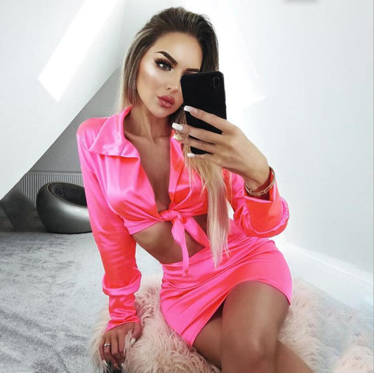 Satin Matching Skirt Sets