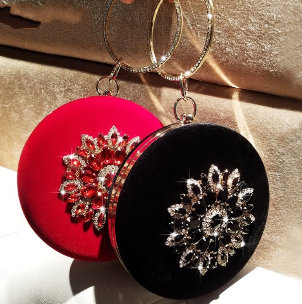 LOLIBOX Evening Velvet Diamond Ring Small Clutch Purse