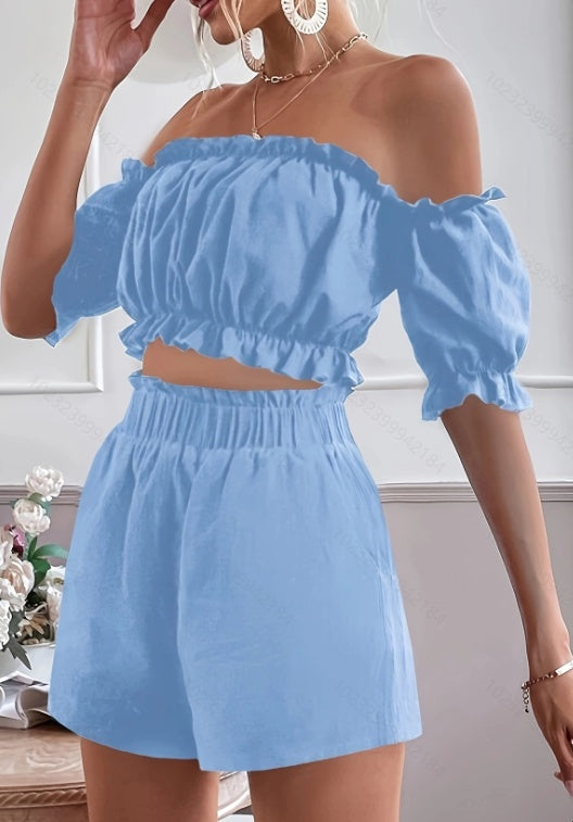 Two Pieces Short Sleeve Shorts Set
