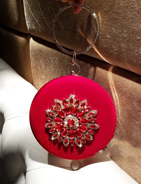 LOLIBOX Evening Velvet Diamond Ring Small Clutch Purse