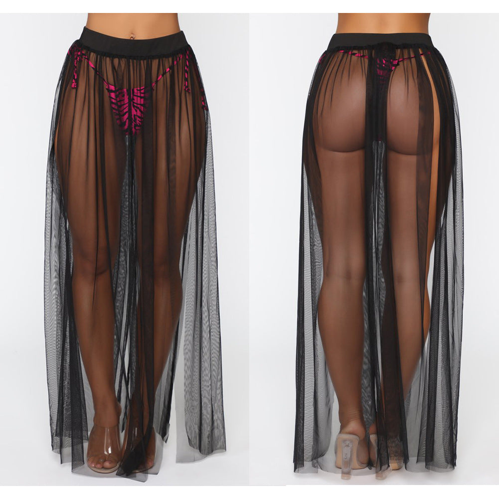 Women Bikini Cover Up Swimwear Mesh Sheer Beach Maxi Wrap Skirt Sarong Pareo One Piece Summer Bathing Suit Swimsuit