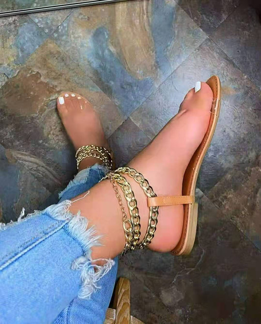 Metal Chain Transparent Belt Sandals