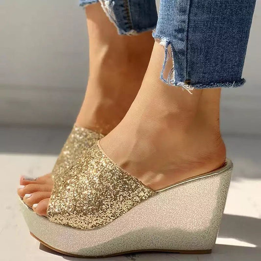 Glitter Wedge Sandals