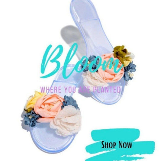 Flat Open-toed Sweet Floral Slippers