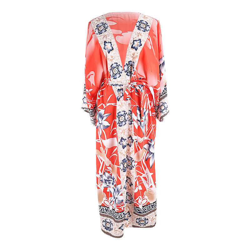 Cotton Beach Cover up Print Bathing suit cover up