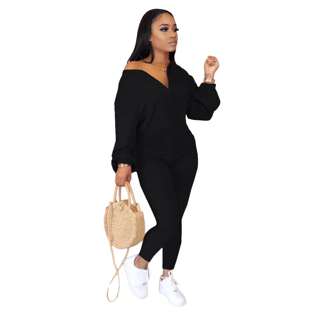 Loose Jumpsuit With Sloping Shoulders