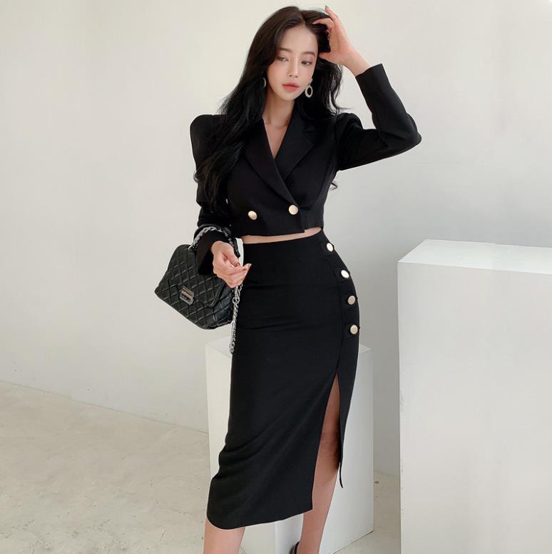 Women's GraHigh Waist Slimming Coat Skirt Suit