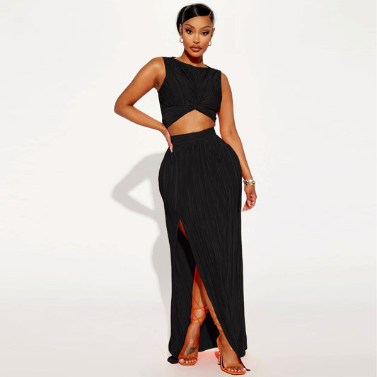 Sexy Slit Skirt Two-piece Set