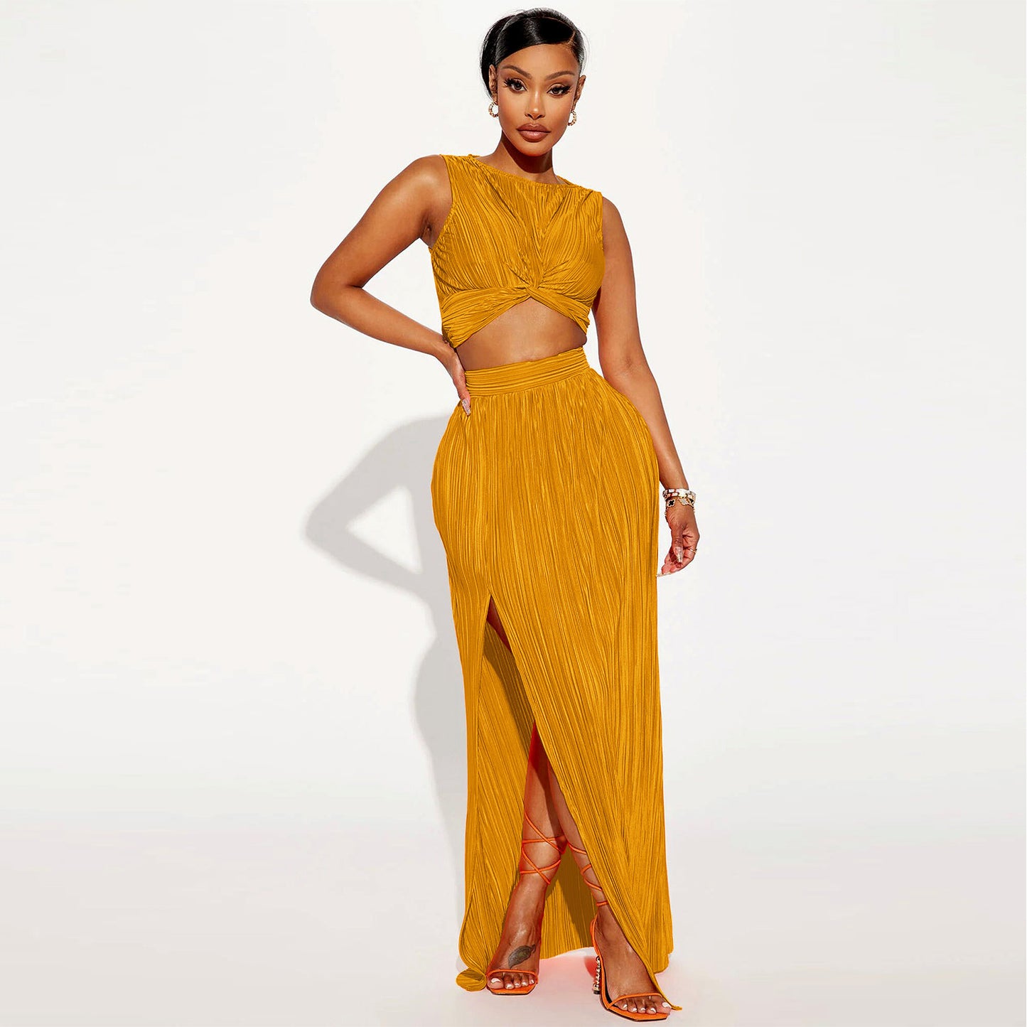 Sexy Slit Skirt Two-piece Set