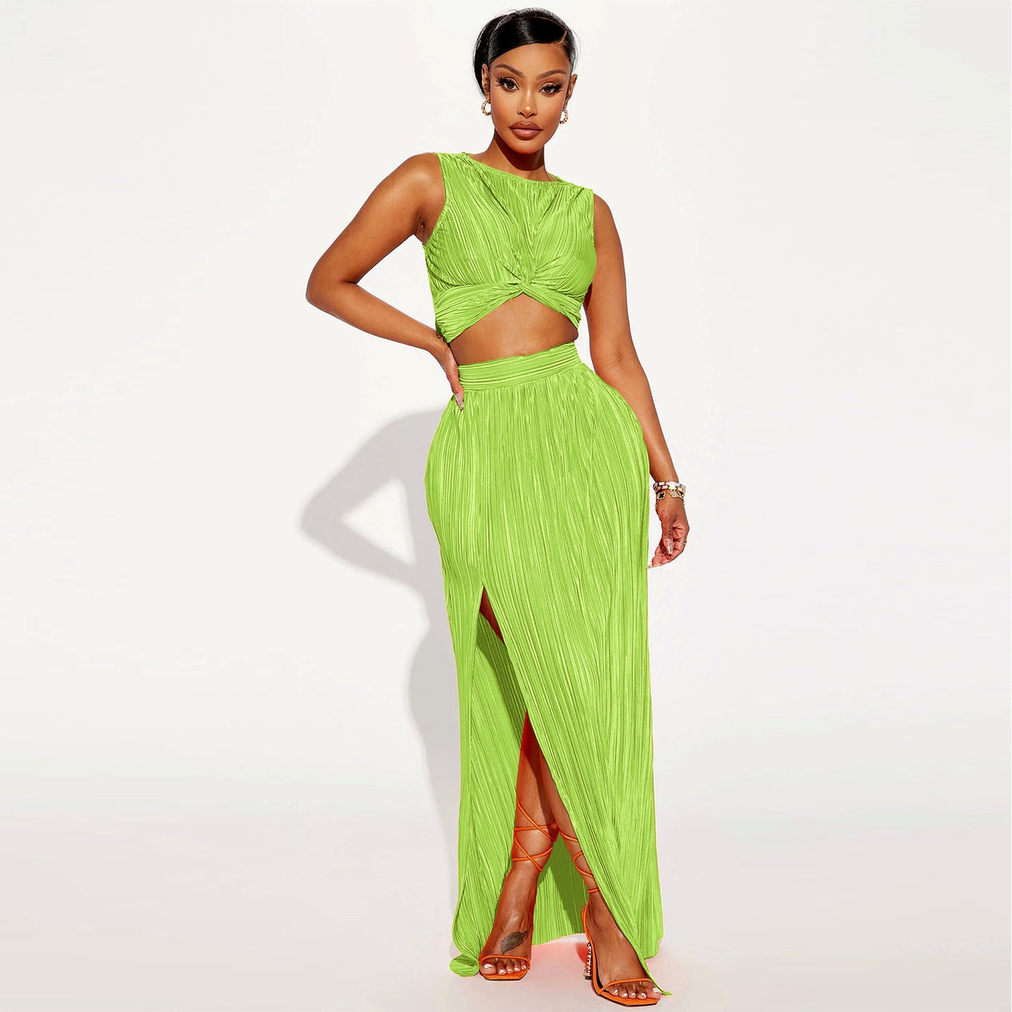 Sexy Slit Skirt Two-piece Set