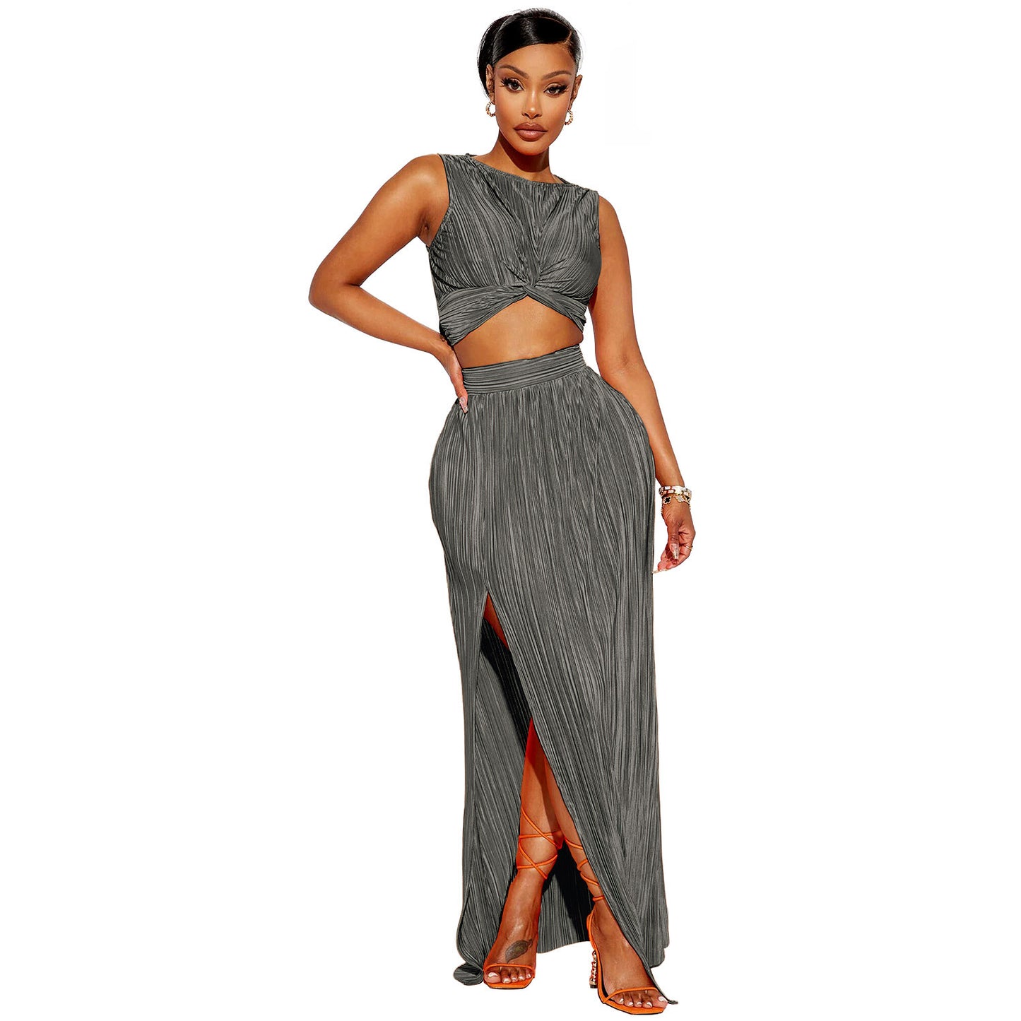 Sexy Slit Skirt Two-piece Set