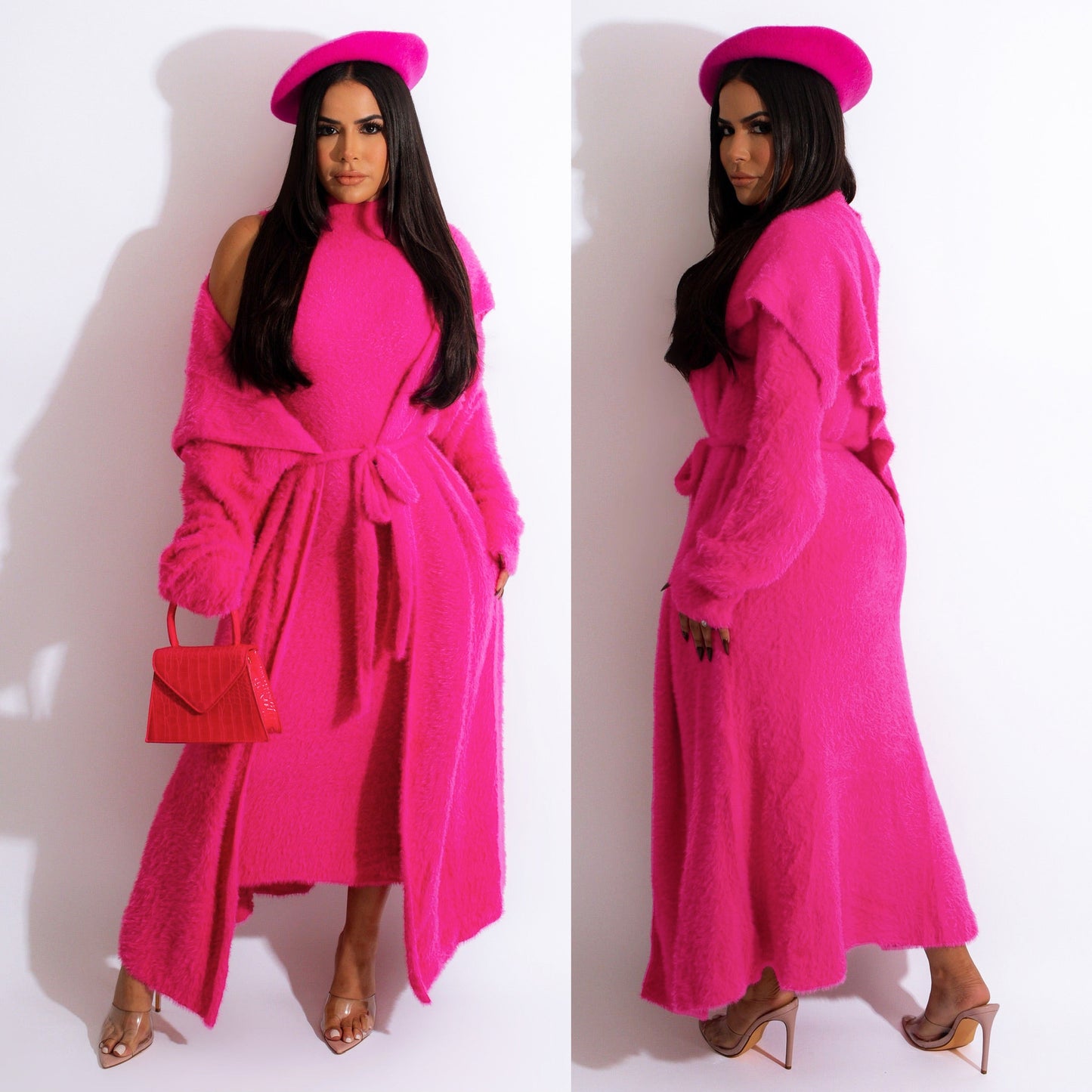 Elegant Dress Long Cardigan Velvet Two-piece Suit