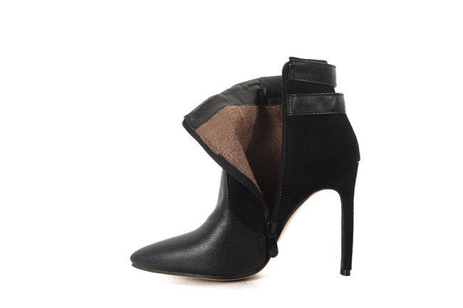 Retro Thin High Heels Buckle Strap Rivets Ankle Stiletto Boots