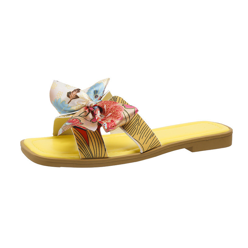 Ribbon Bow Sandals Casual Beach Slides