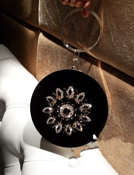 LOLIBOX Evening Velvet Diamond Ring Small Clutch Purse