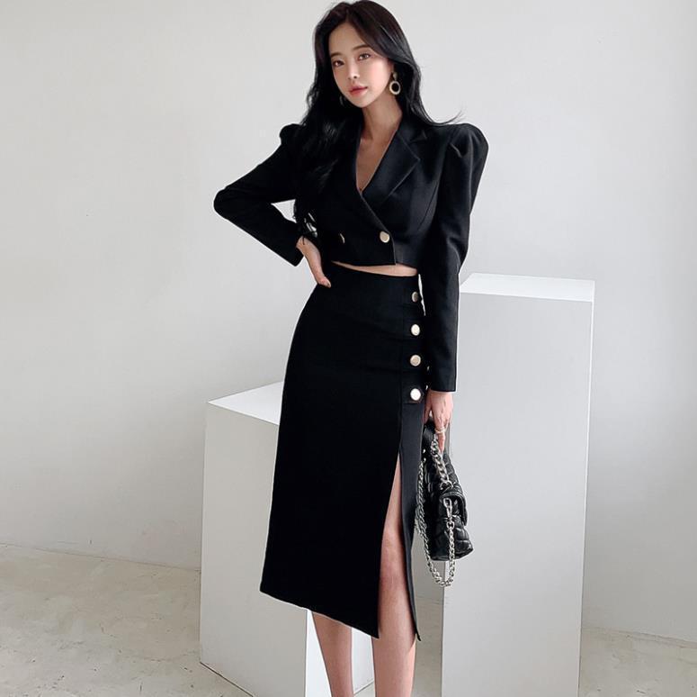 Women's GraHigh Waist Slimming Coat Skirt Suit