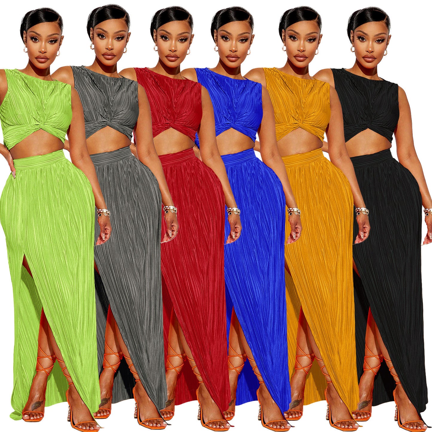 Sexy Slit Skirt Two-piece Set