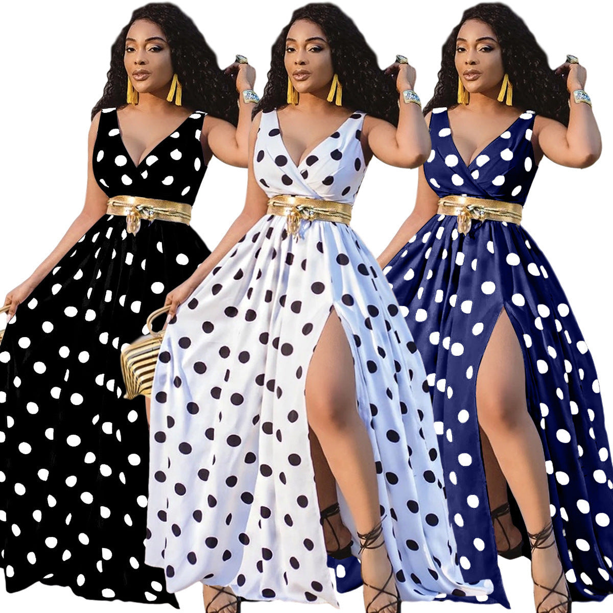 Sexy Party Dress With Golden Waist Belt