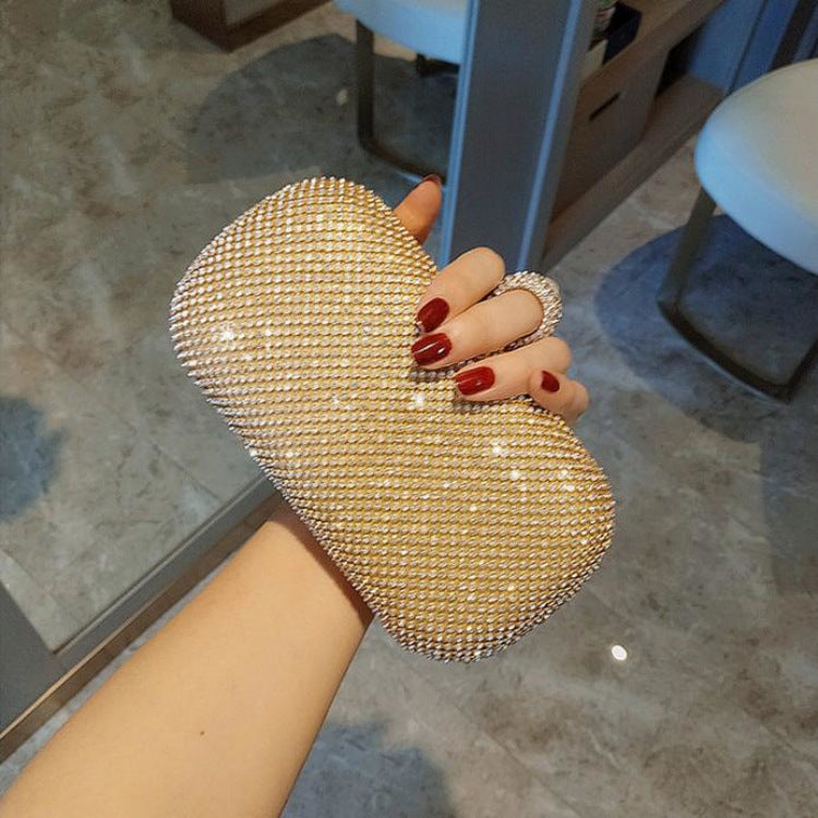 Evening Clutch Diamond-Studded With Chain Shoulder Bag