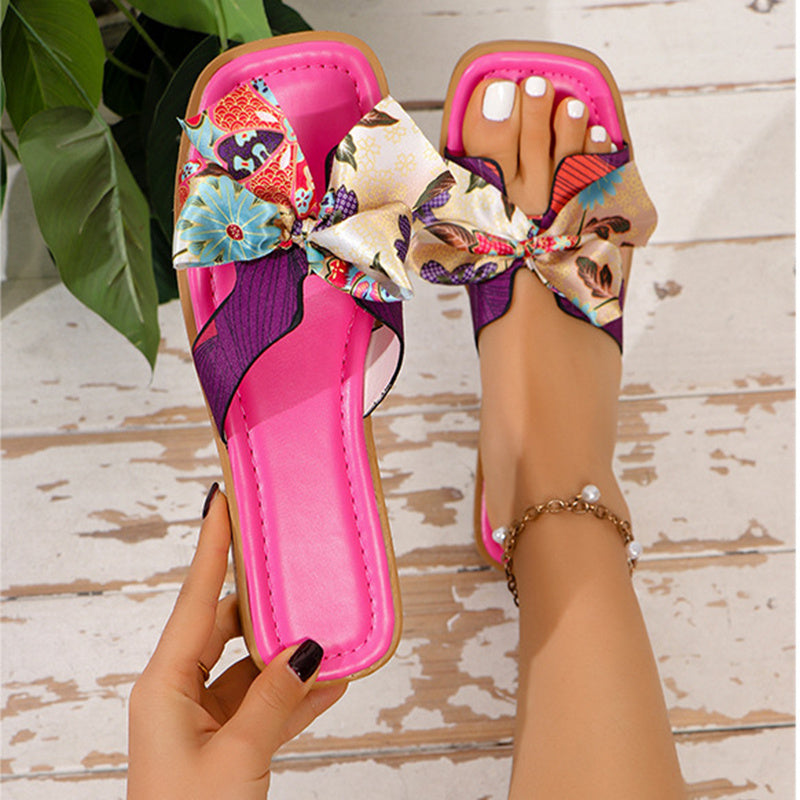 Ribbon Bow Sandals Casual Beach Slides