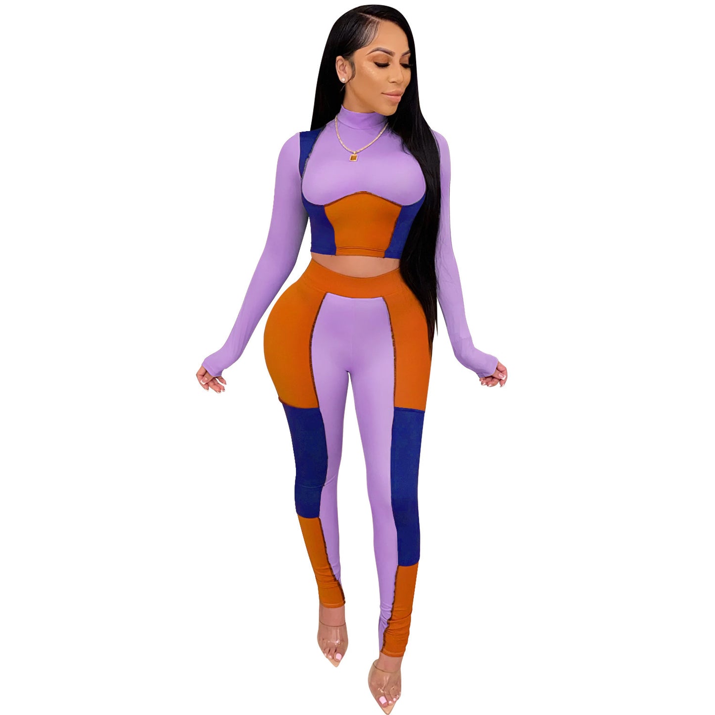 Solid Color Slim Fit Sheath Sexy Tight Two-piece Suit