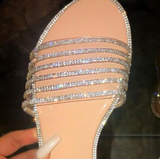 Glitter transparent flat sandals