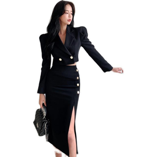 Women's GraHigh Waist Slimming Coat Skirt Suit
