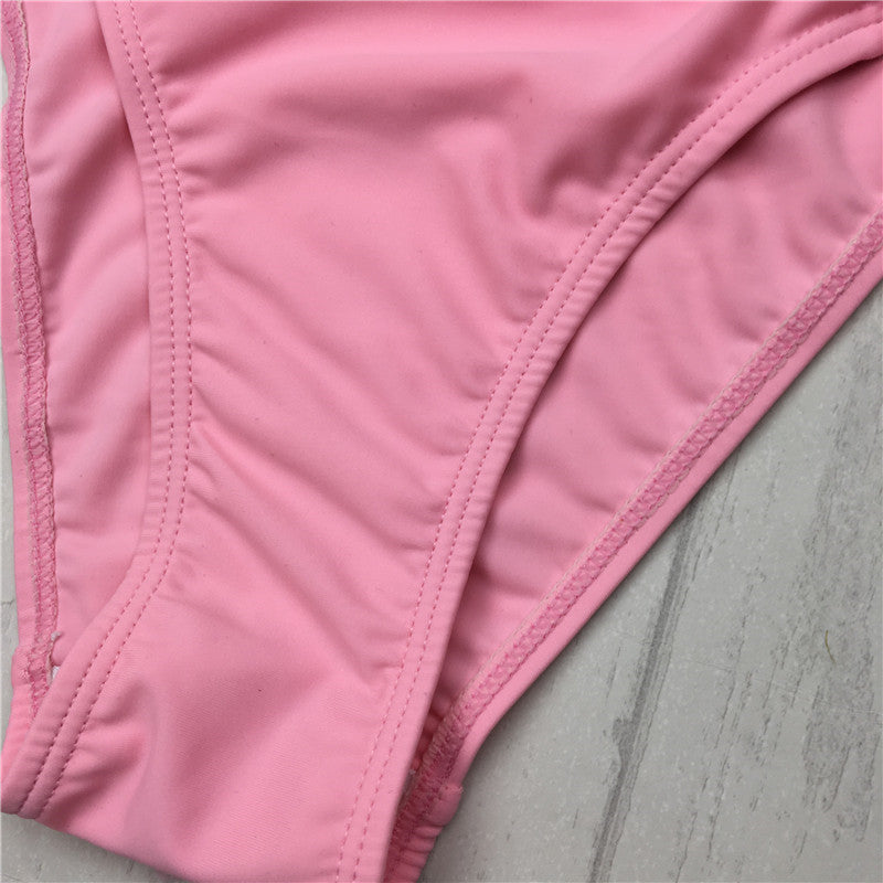Bikinis Sexy pink bandage cut out Halter bikini swimsuit women cross Women's swimwear