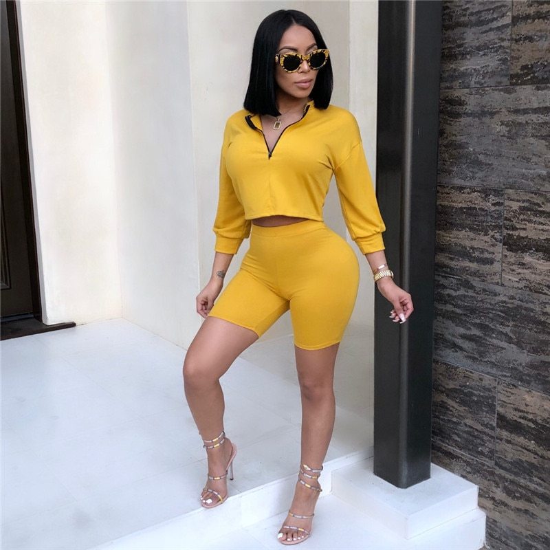 Women Multi- Color Crop Top Sweatshirt 2 Pieces Set