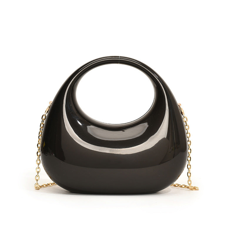 Gold Acrylic Chain Shoulder Oblique Handbag