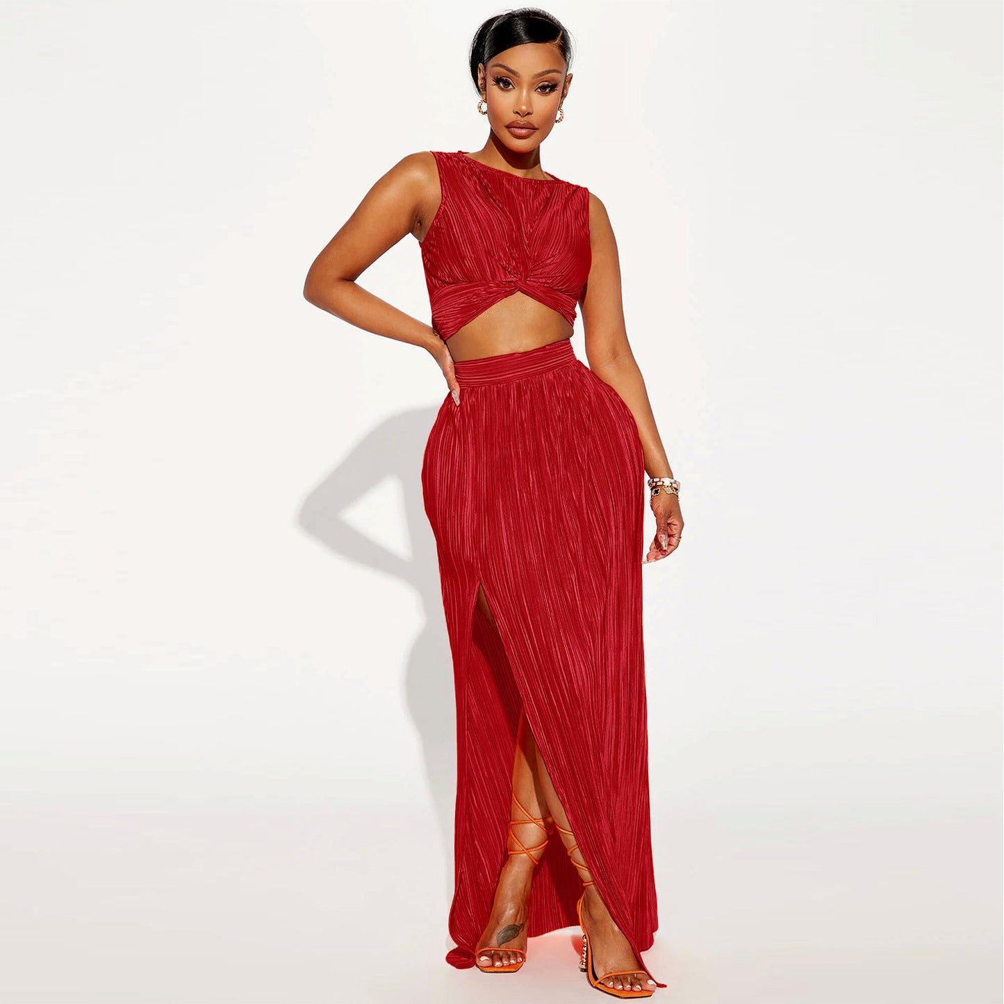 Sexy Slit Skirt Two-piece Set