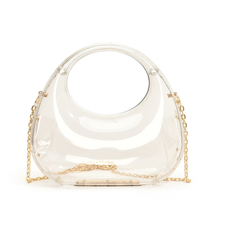 Gold Acrylic Chain Shoulder Oblique Handbag