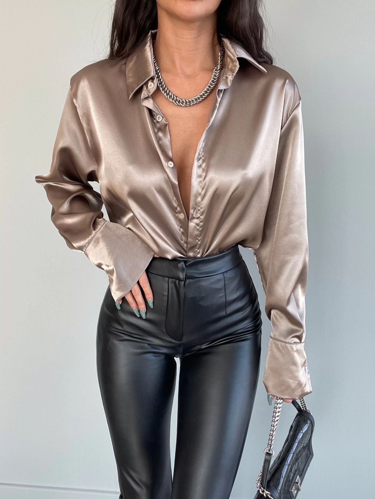 Single-breasted Long Sleeve Lapel Shirt