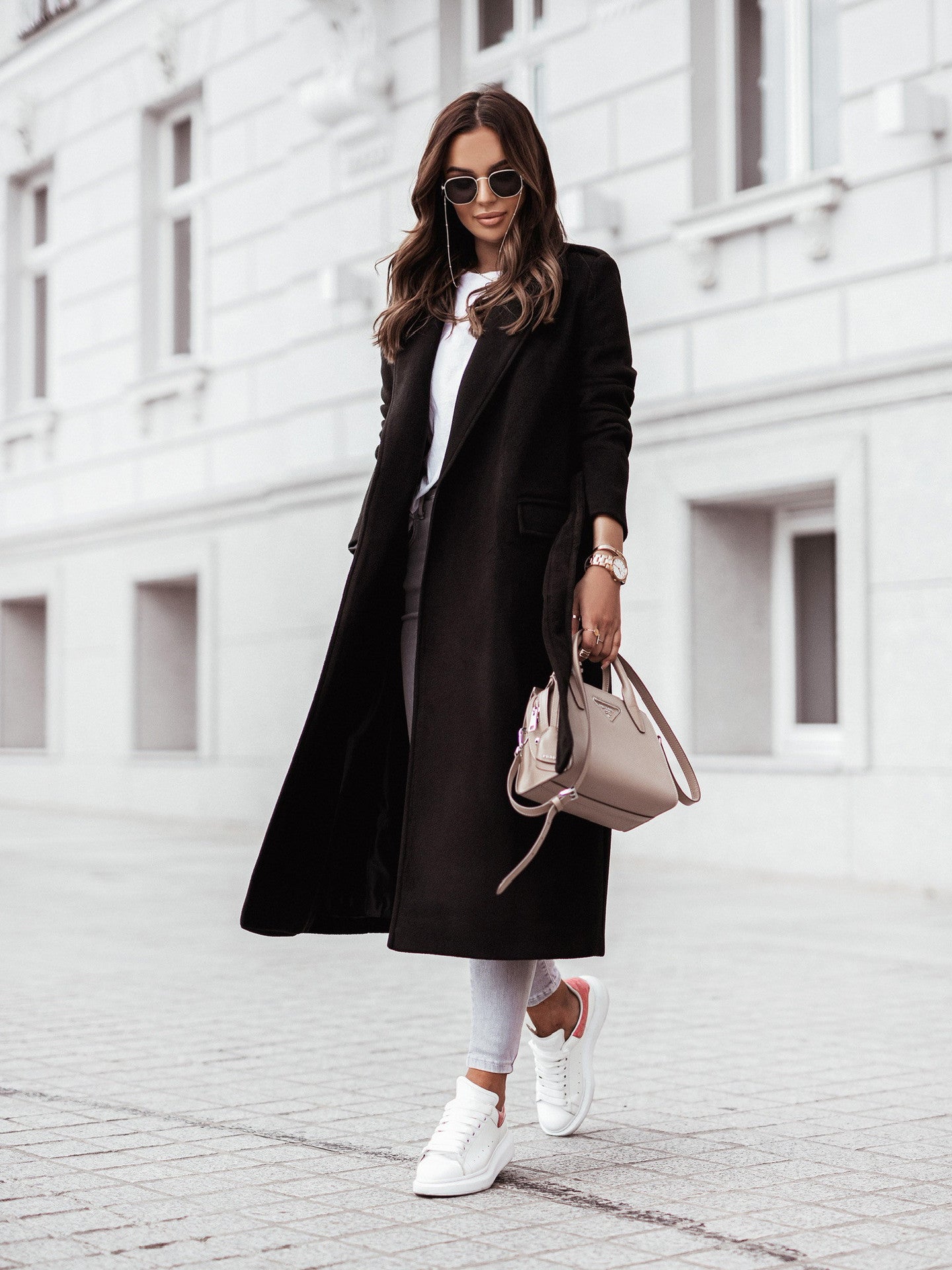 Simple Long-sleeved V-neck Lace Woolen Coat Women's Clothing - Branpairriel Clothing Store