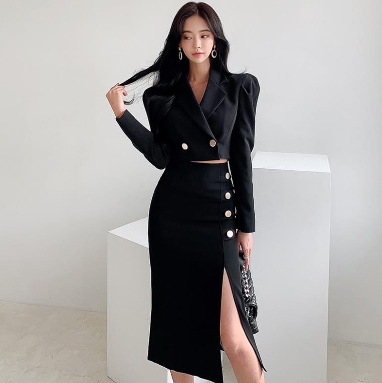 Women's GraHigh Waist Slimming Coat Skirt Suit
