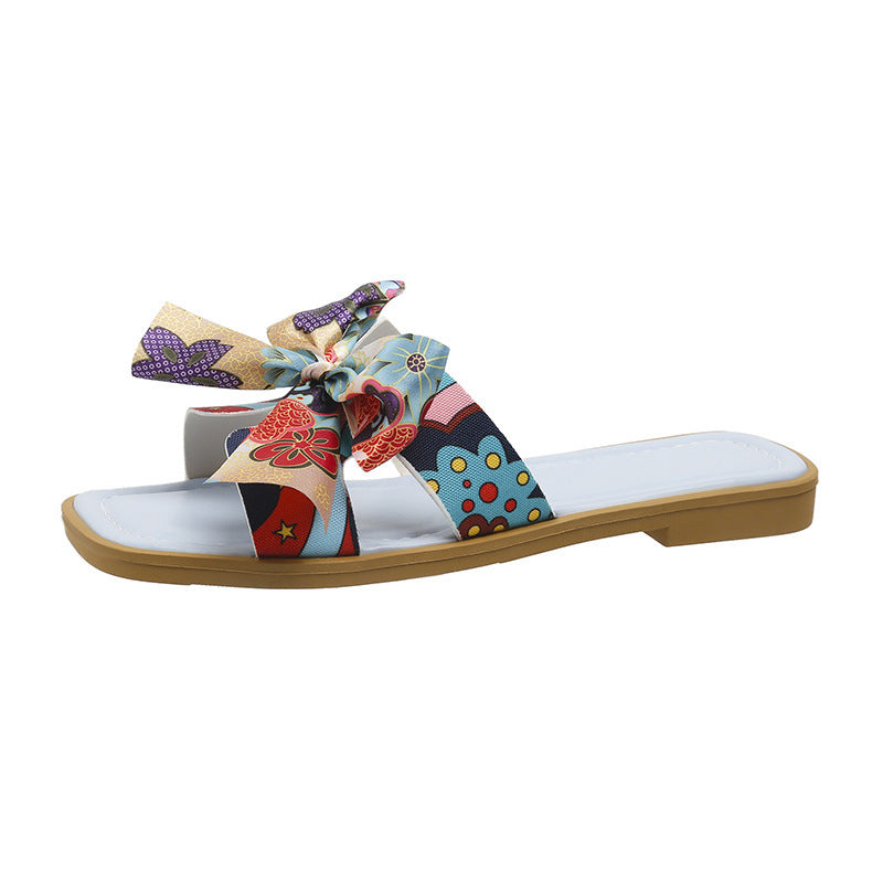 Ribbon Bow Sandals Casual Beach Slides