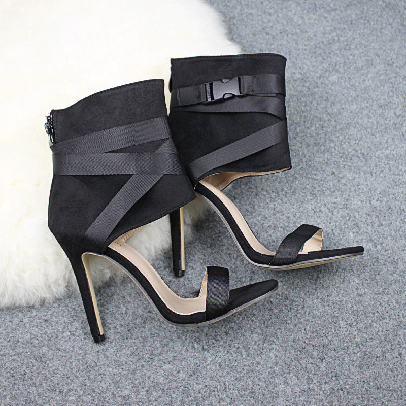 Woven Buckle Stiletto Heels Peep Toe