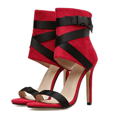 Woven Buckle Stiletto Heels Peep Toe