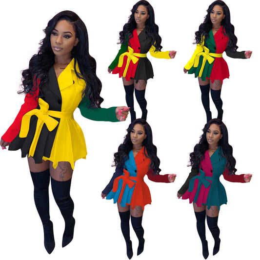 Women's Fashion Casual Color Matching Long-sleeved Dress Women's Clothing - Branpairriel Clothing Store