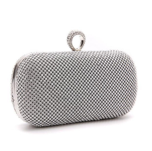 Evening Clutch Diamond-Studded With Chain Shoulder Bag