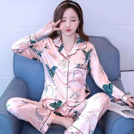 Pajamas Women Spring And Autumn Ice Silk Girls Suit