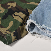 Women's Denim Stitched Camouflage Shorts