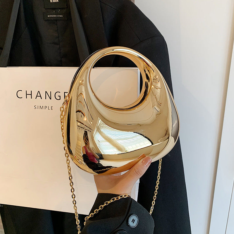 Gold Acrylic Chain Shoulder Oblique Handbag