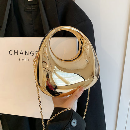 Gold Acrylic Chain Shoulder Oblique Handbag
