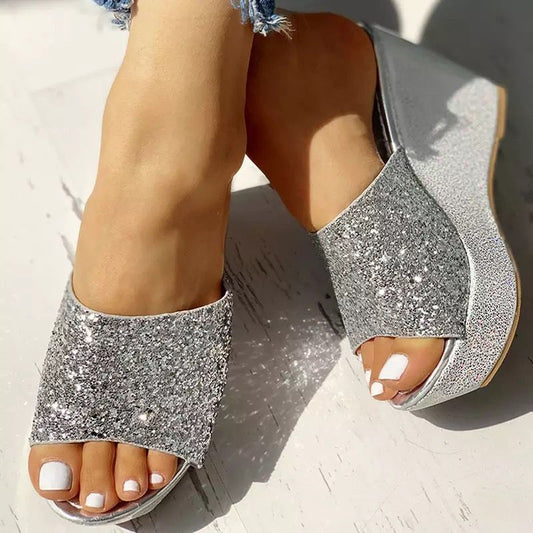 Glitter Wedge Sandals