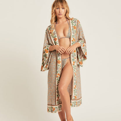 Cotton Beach Cover up Print Bathing suit cover up